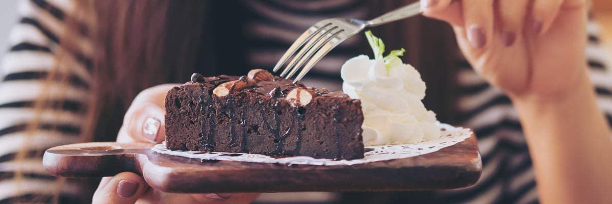 Chocolate cake and whipped cream on a plate - Applications - AAK