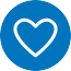 Round blue icon containing a heart with white outline - Special Nutrition - AAK
